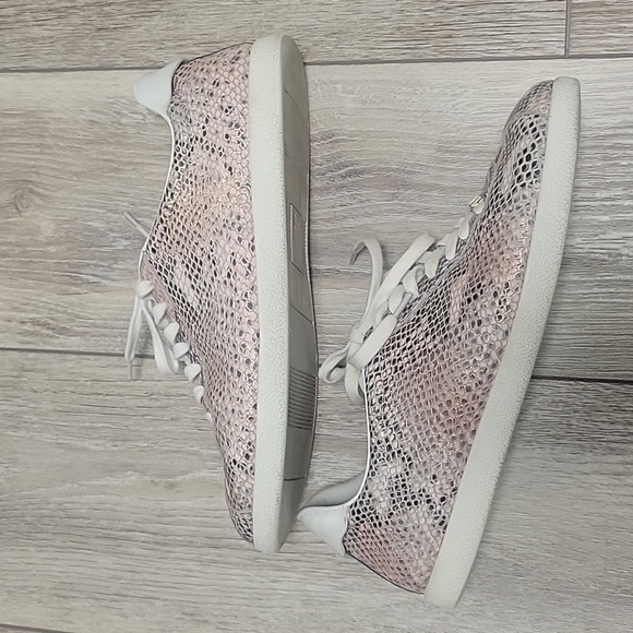 PAIGE Amy Sneakers Metallic Snake Printed Leather Size 10 - Picture 8 of 10
